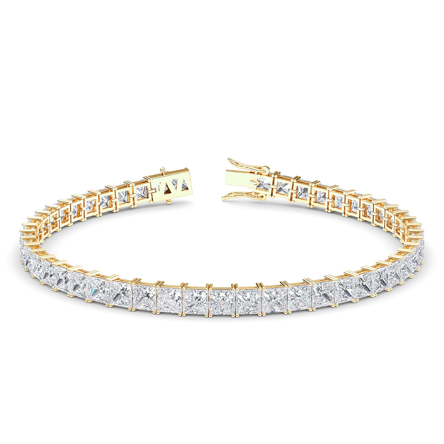 Princess Cut diamond Chain Bracelet In 14K White Gold | Fascinating Diamonds